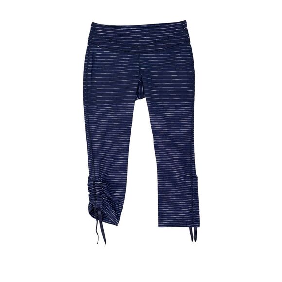 Lucy Leggings Womens SmallBlue Heather Powermax Striped Tie Hem Cropped Yoga - Picture 1 of 11